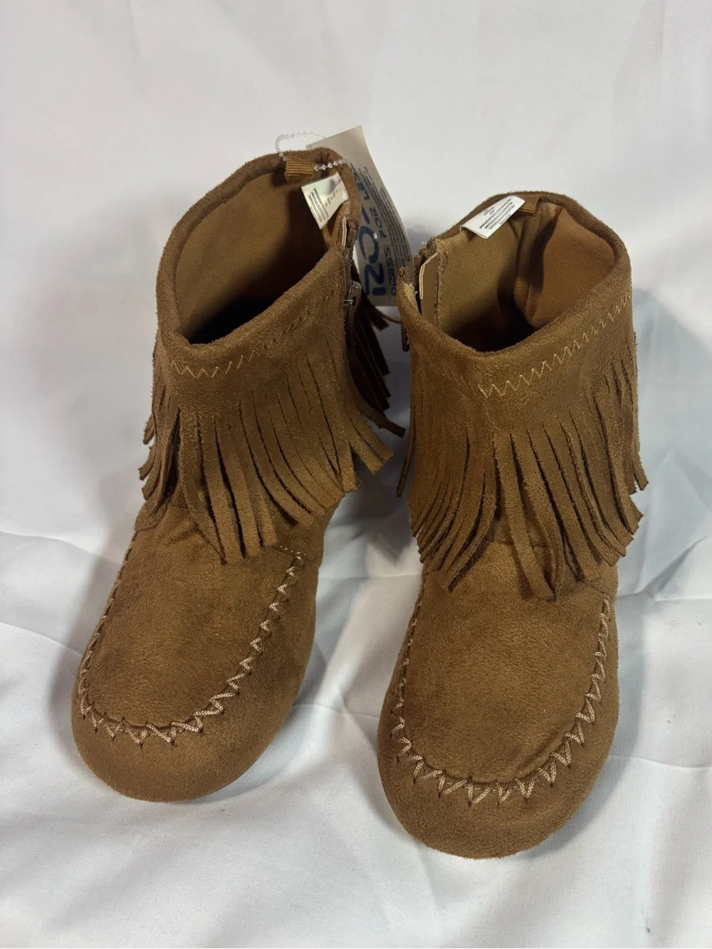 Kids Suede Fringe Ankle Boots - Brown
